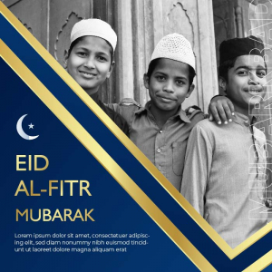 Abstract eid al fitr mubarak photo frame vector wishes card