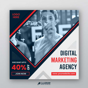 Abstract digital  marketing agency instagram post or social media post template