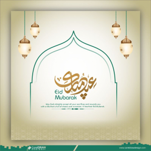 eid mubarak greeting islamic background vector design arabic calligraphy