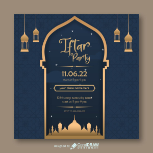 iftar party invitation card vector design download for free
