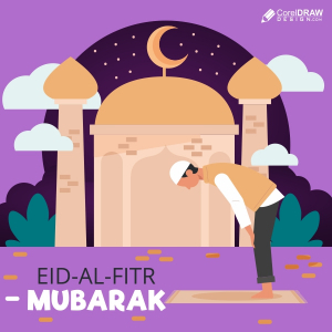 Eid al fitr Mubarak Greeting Banner And Poster  With dua Man Vector illustration Design Download For Free