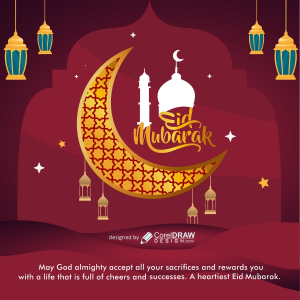 Happy Eid al Fitr Mubarak  Premium Greeting Vector Design Download For Free