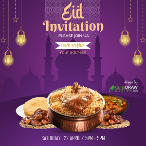 Happy Eid al Fitr Party Invitation Premium Design Download For Free