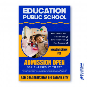 Abstract School Admission colorful flyer vector template