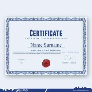 Professional Certificate Template With Badge Vector cdr Premium free
