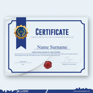 Professional Certificate Template With Badge Vector cdr Premium