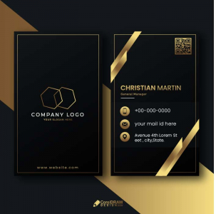 Corporate premium vertical golden gradient business card vector template