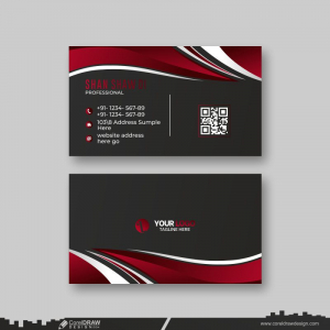 royal red color business card Design CDR Free