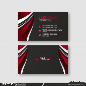 royal red color business card Design CDR Free Vector