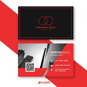 Simple Abstract red white  gradient duotone business card vector