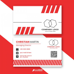Abstract red white minimal gradient duotone business card vector