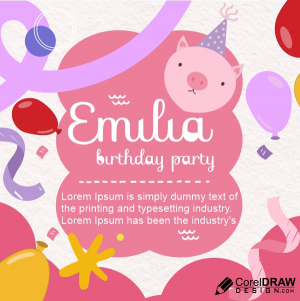 Happy BirthDay invitation And Greeting Template Vector Design Download For Free With Cdr And EPS File