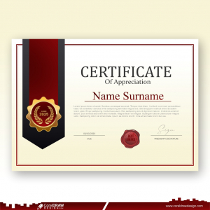 Professional Certificate Template With Badge cdr Premium free Vector