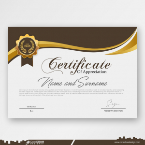 Certificate Template Design With Badge cdr Premium free Vector