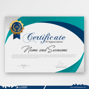 Professional Certificate Template Design With Badge cdr Premium free Vector