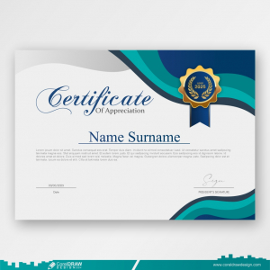 Professional Certificate Template With Badge cdr Premium free Vector Design