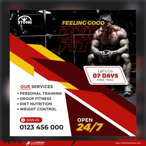 Gym and fitness social media banner template cdr free dwl free