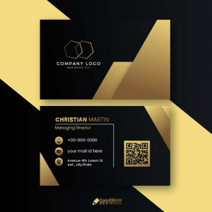 Professional  Golden Visiting Business Card Vector-01