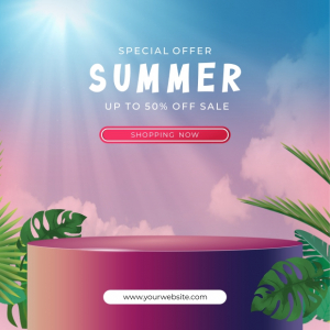 Colorful summer sale banner with product display Vector Image, CorelDrawDesign