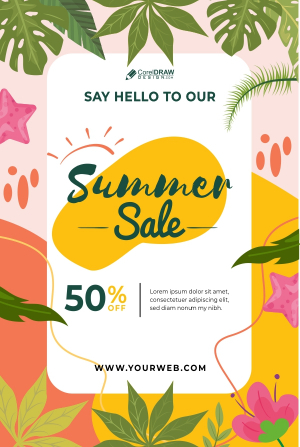 Tropical Summer Sale Flyer  Vector Design Download For Free with cdr