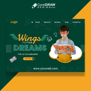 School Web Banner and Landing Page Vector Design Download For Free