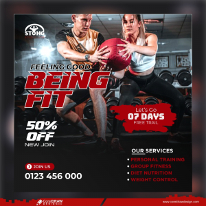 Gym and fitness social media template cdr free dwl free banner