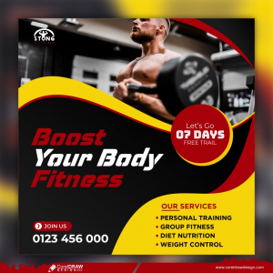 Gym and fitness social media template cdr free dwl banner design