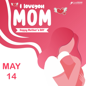 Happy mothers day poster design with mom and child figure Free Vector Download For Free With Cdr File