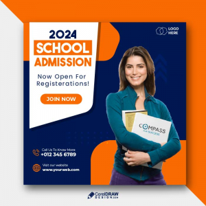 Creative Duotone Colorful school admission poster vector