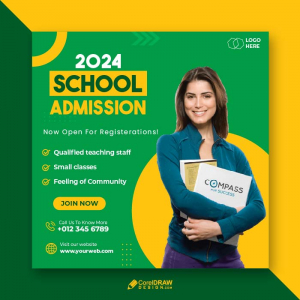 Elegant Creative Duotone Colorful school admission poster vector