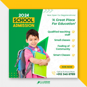 Best Elegant Creative Duotone Colorful school admission poster vector