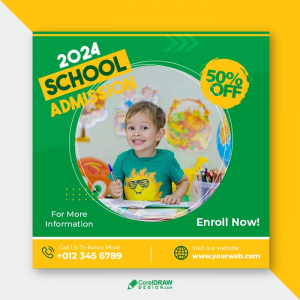 Minimal Creative Duotone Colorful school admission poster vector