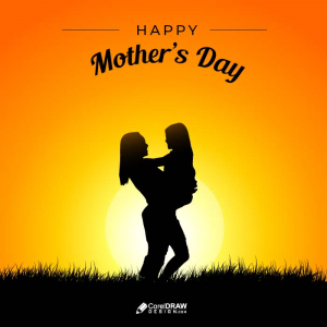 Mothers day Mother holding Kid Sunset Playing Scenery Vector