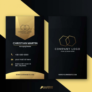 Professional Golden Vertical Visiting Business Card Vector