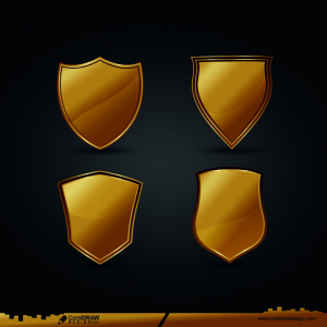 free golden shield isolated vector design