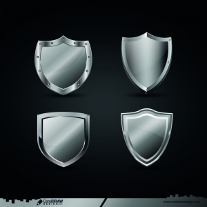 free silver shield isolated vector design