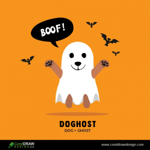 Dog Ghost concept vector logo, ghost dog design theme on coreldrawdesign
