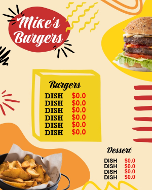 Burger Menu For Cafe And Restro Template Design Download For free