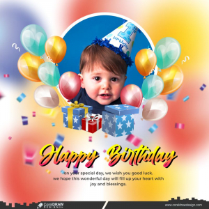 Happy Birthday Cutest Boy with Photo frame File Vector Download