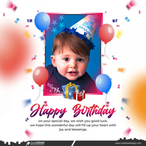 Happy Birthday Cutest Boy with Photo frame Free File Vector Download