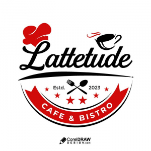 Abstract cafe red and white coffee logo vector