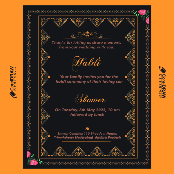 Royal Indian Wedding or Shadi Card Template Vector Design Download For Free