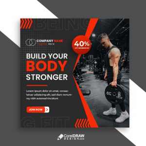 Beautiful Duotone Gym Workout social media poster vector