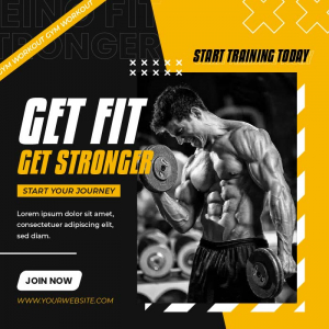 Creative Workout get fit get stronger gym poster vector