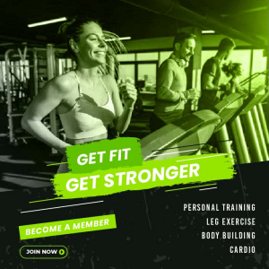 Professional get fit get stronger gym poster vector