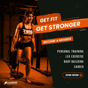 Abstract get fit get stronger gym poster vector