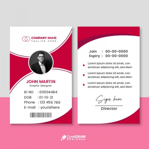 Red Identity card corporate free vector template