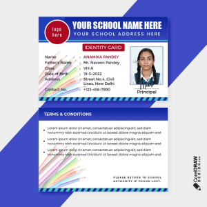 Clean Domestic Style school student identity card vector