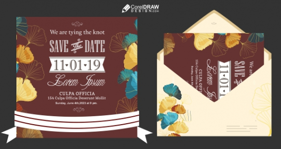 Premium Indian Wedding or Shadi Invitation Card with Envlope Vector Design Download For Free