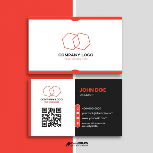 Minimal red Flat blue business card vector template